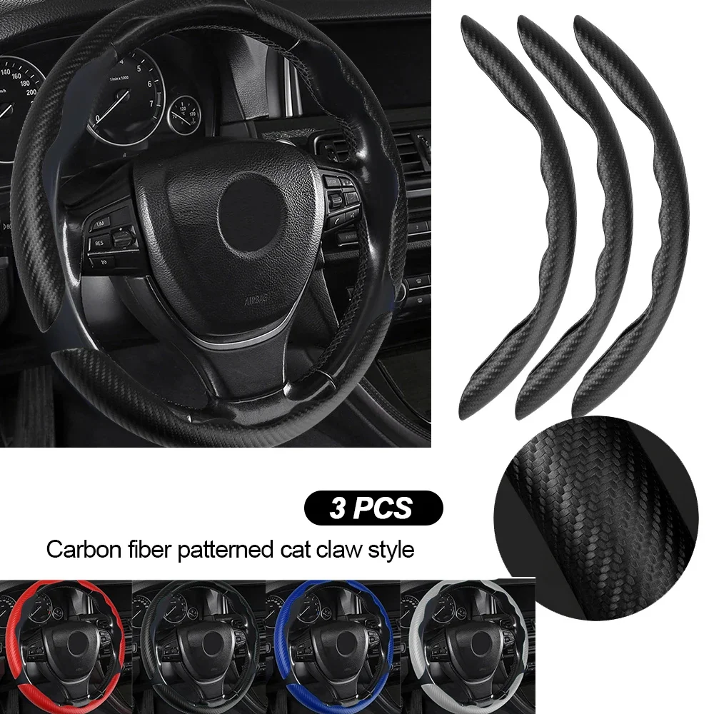 3pcs Classic Carbon Fiber Steering Wheel Cover For Tesla Model 3 Y Anti-skid Warm Summer Interior Accessories Steering Covers