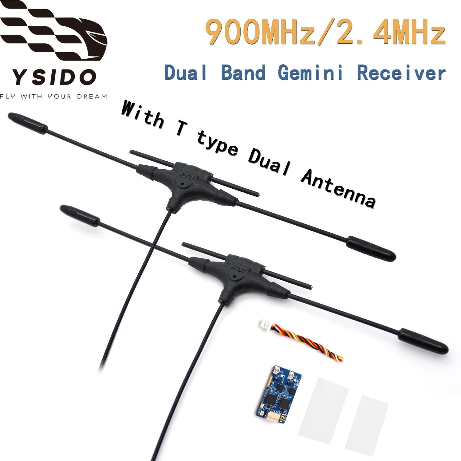 

YSIDO FPV Drone T-type Antenna 900MHz/2.4GHz ELRS Dual Band Gemini Receiver ExpressLRS RX TCXO for RC FPV Traversing Fixed-Wing
