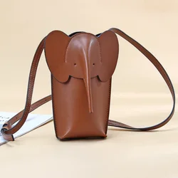 Bolso de hombro para teléfono móvil para mujer, bandolera de cuero con tarjetero, color gris elefante