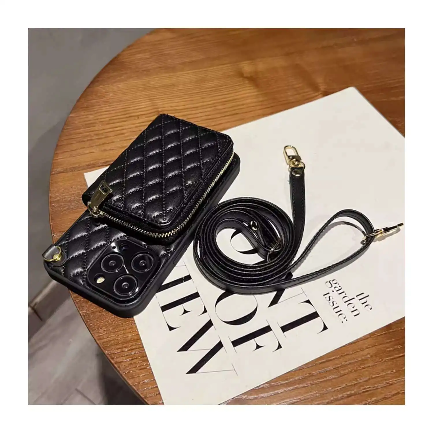 Роскошный кожаный чехол для телефона с тисненым узором для iPhone 15 14 13 12 Pro Max Модный популярный однотонный чехол с золотыми буквами