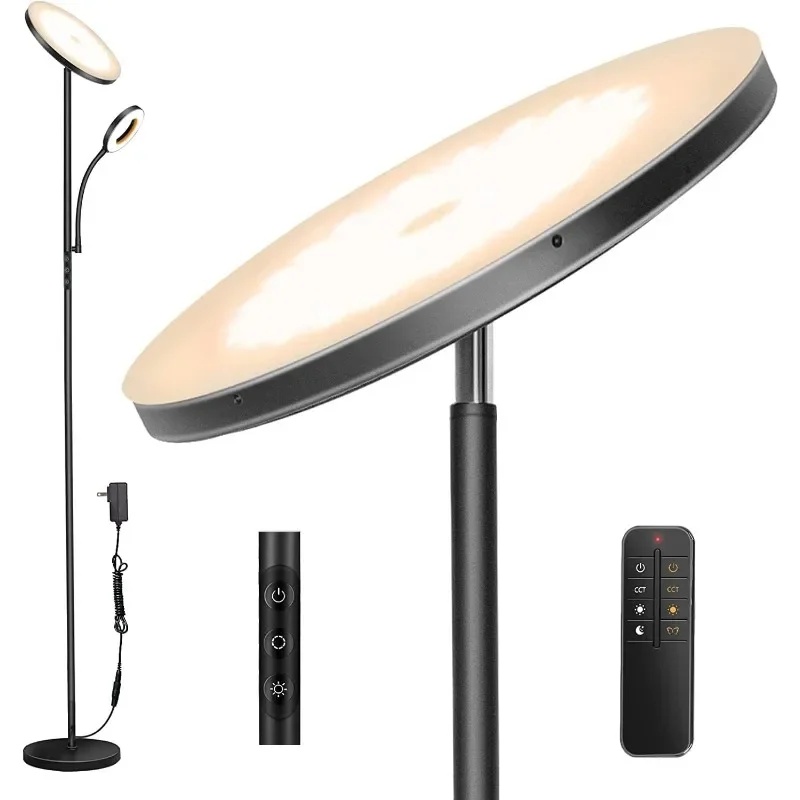 

LED Floor Lamp, 3600LM 42W Bright Standing Lamps for Living Room with Gooseneck Reading Lamp with Remote & Touch Control