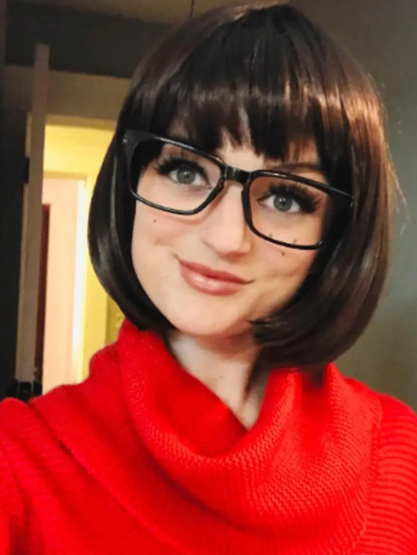 Short Bob Wig Bangs Straight Velma Wigs For Women Costume Velma Wig Brown Bob Synthetic Wig For Daily Party Halloween Use