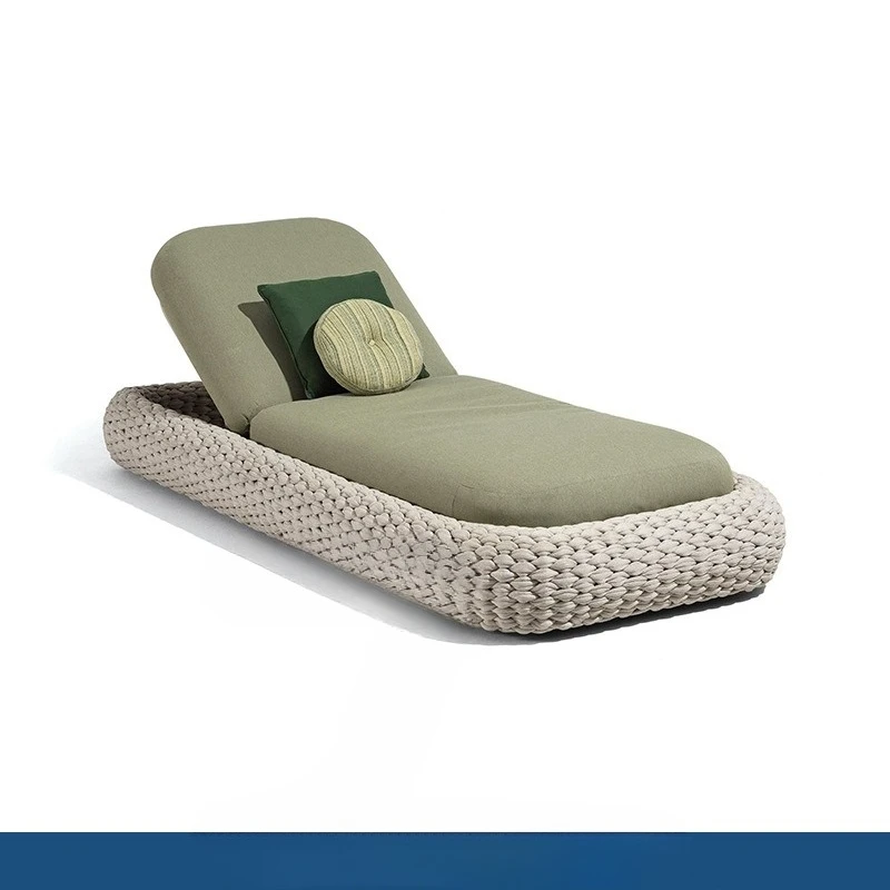 Outdoor villa swimming pool, beach bed, open-air garden courtyard rattan sofa