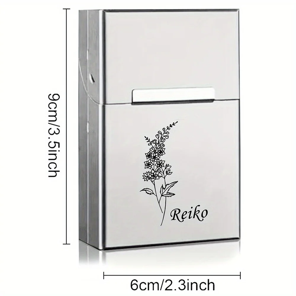 Customized Name Engraved Silver Aluminum Cigarette Case for Men Metal Cigarette Holder 20pcs Pocket Box