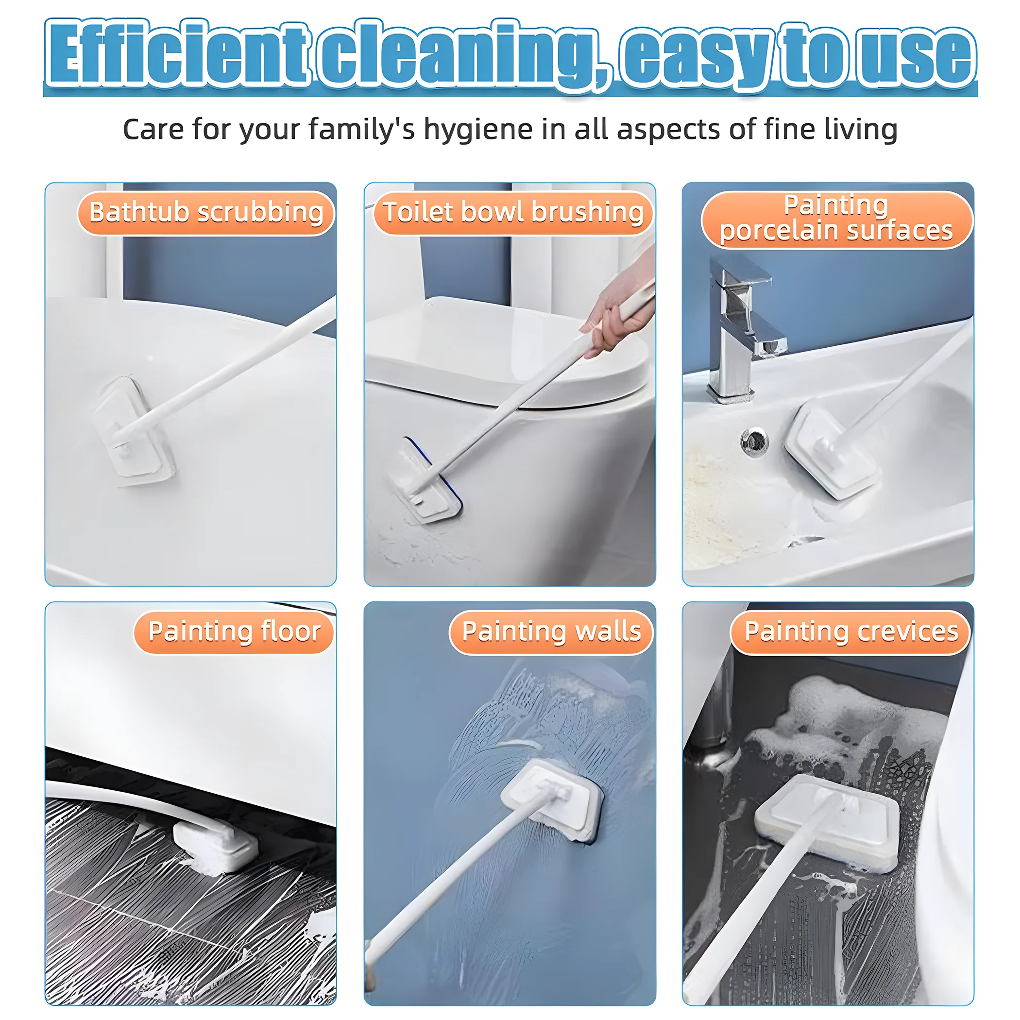 Cleaning Bathroom Long Handle Brush Bathtub Wall Floor Ceramic Tile Sponge Cleaner Multi-Functional Car Window Glass Washing Kit