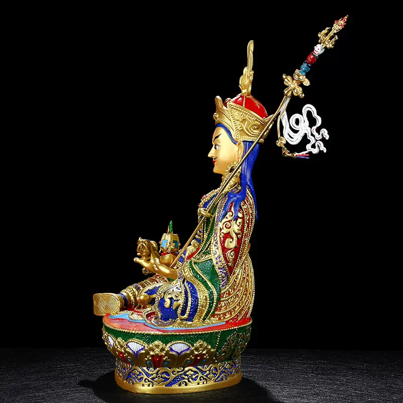 High grade Color painting gilding buddha statue Talisman Family protection Buddhism Padmakara Guru Rinpoche buddha statue