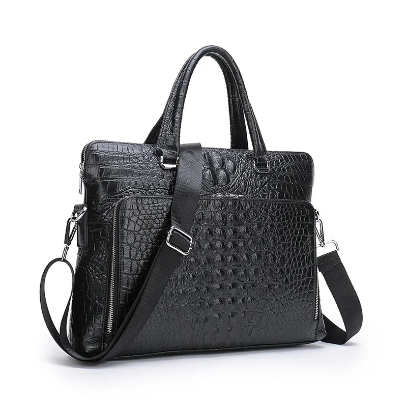 New Luxury Alligator Cow Genuine Leather Business Men\'s Briefcase Male Briefcase Shoulder Bag Men Messenger Laptop Computer Bag