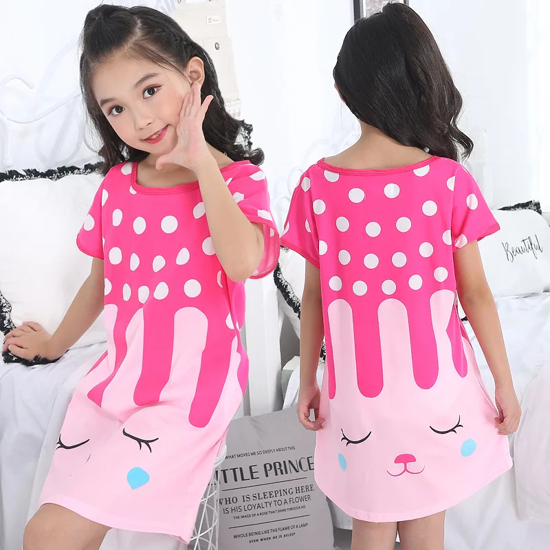 New Children\'s Nightdress Anna Elsa Dress Girls Clothes Minnie Cartoon Pajamas Girl Nightgown ShortSleeve Kids nighty Dress