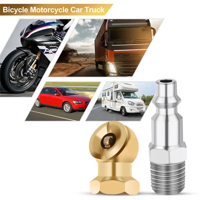 Inflador de bola de latón cerrado con mandril de aire portátil A38M de 1/4 pulgadas para inflador, piezas de repuesto de compresor, accesorios, paquete de 3