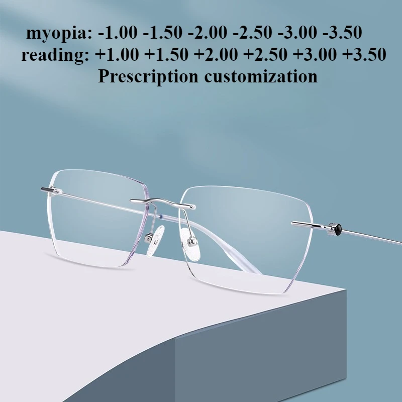

56 мм-138 мм новые сверхлегкие очки для близорукости без оправы, оправа для очков по рецепту, мужские очки для чтения с защитой от синего света, очки для чтения