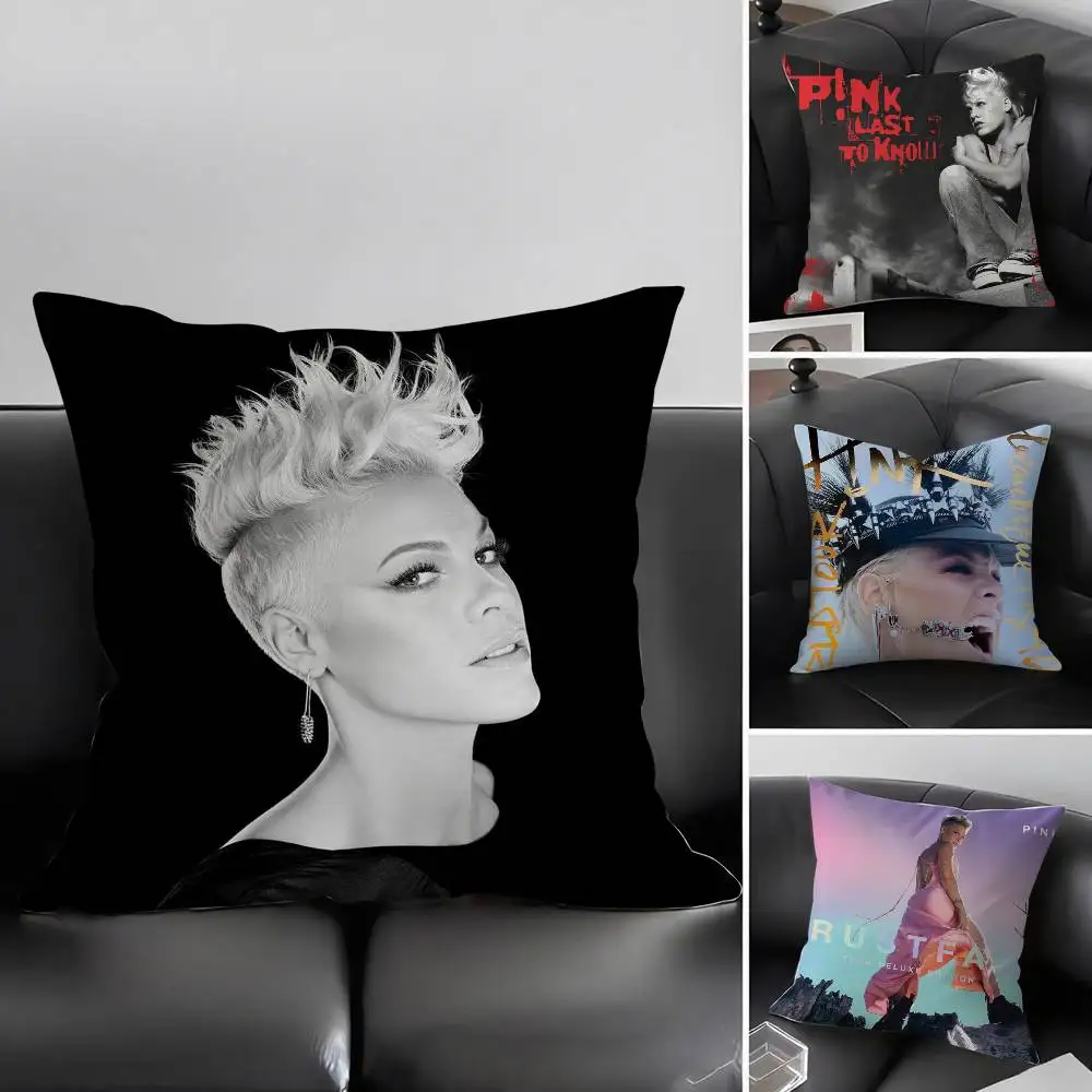 Pink Trustfall P!nk Singer Pillow Case Home Dorm Chair Back Short Plush Double-sided Printing Office Nap Time Cushion Cover