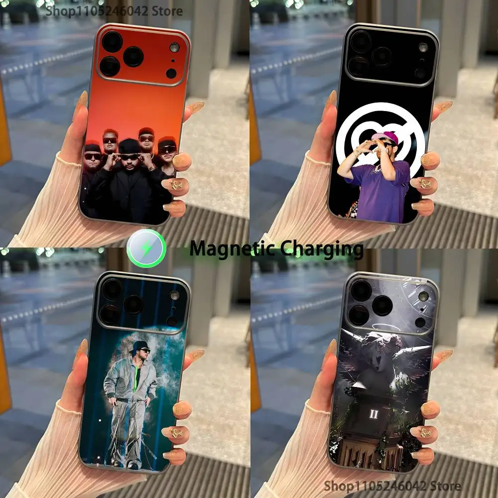 Rapper JOP Fuerza Regida For iPhone 17,16,15,14,13,12,11,Pro,Max,Plus Transparent gray Phone Case Magnetic Wireless Charging