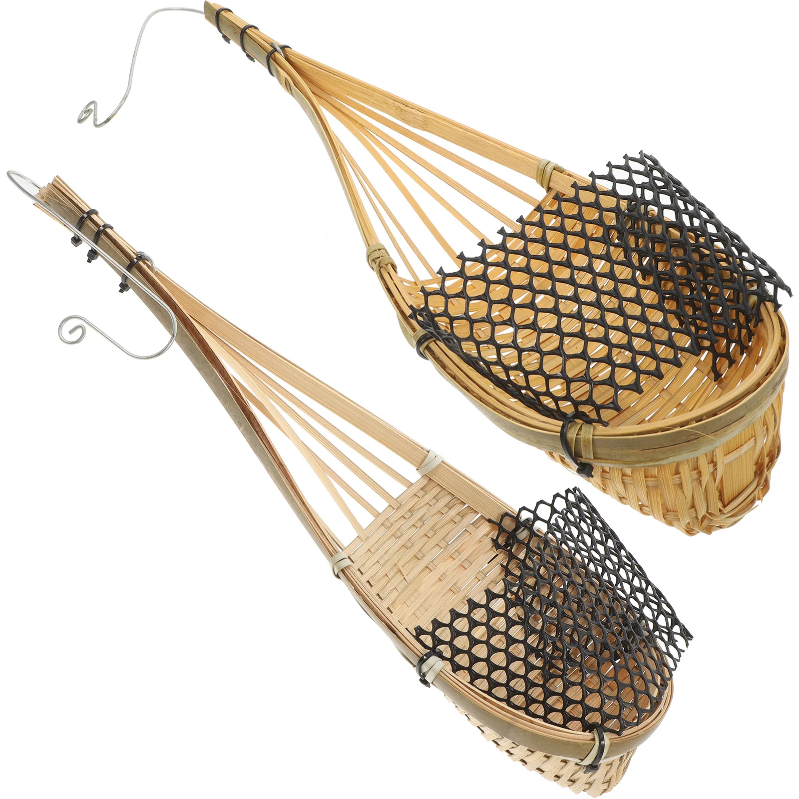 

2Pcs Handmade Bamboo Hanging Baskets Thai Woven Plant Holders Bird Nest Style Wall Mounted Orchid Pots for Indoor Outdoor Use
