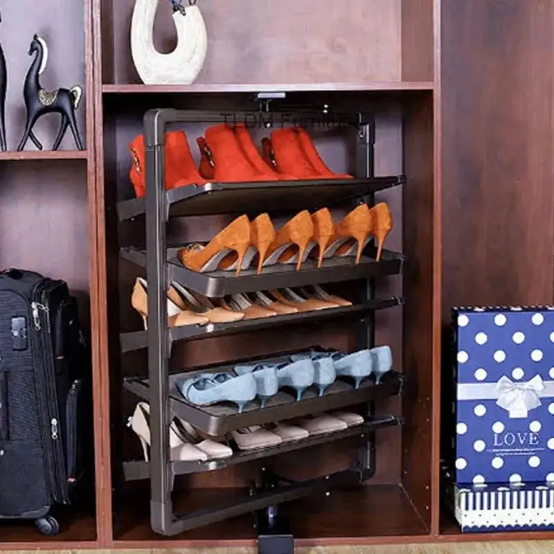 Shoe 360° Rotating Shoe Cabinets Height Artifact Adjustable Aluminum Alloy Shoe Rack Storage Home Multi-layer Customized Rack