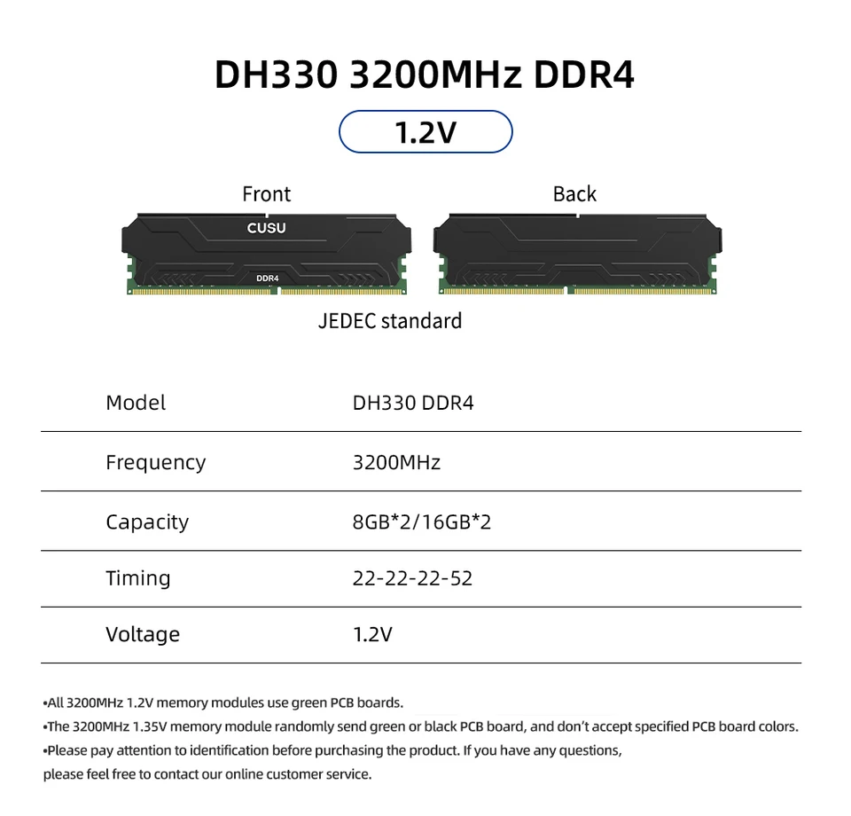 CUSU Memoria Ram DDR4 8gb 16gb 3200mhz 3600mhz DDR4 Desktop Memory