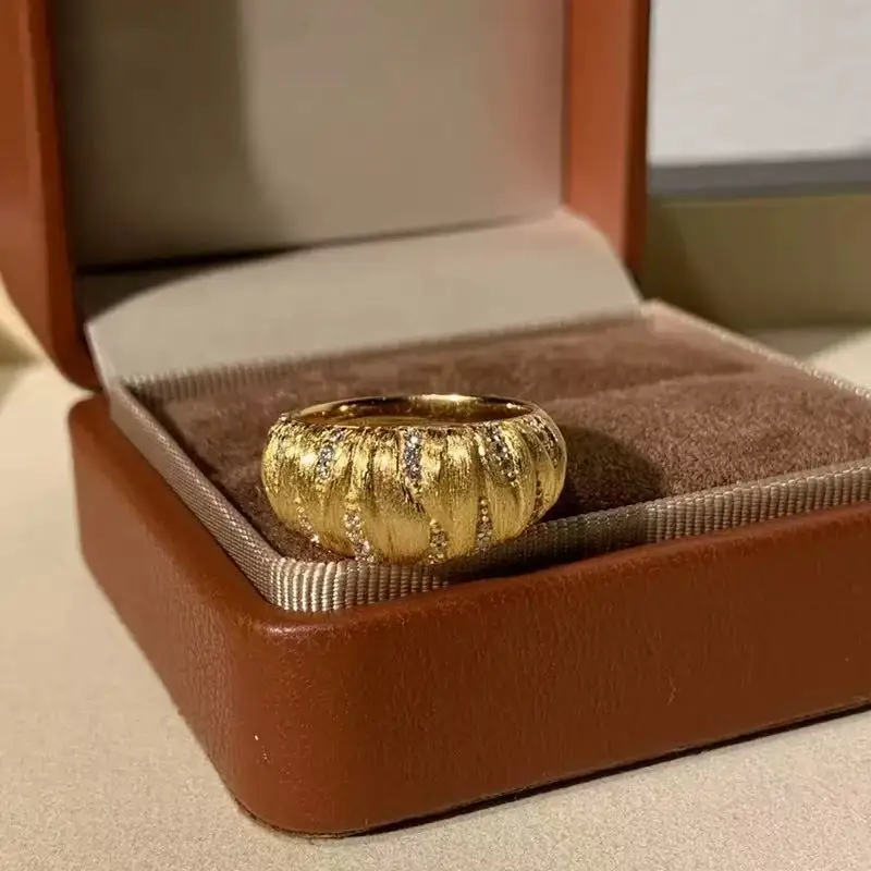 

Chunky 925 Silver Croissants Finger Band 18K Gold Filled Luxury Pumpkin Rhombic Rings Women Fashion Statement Timeless Jewellery