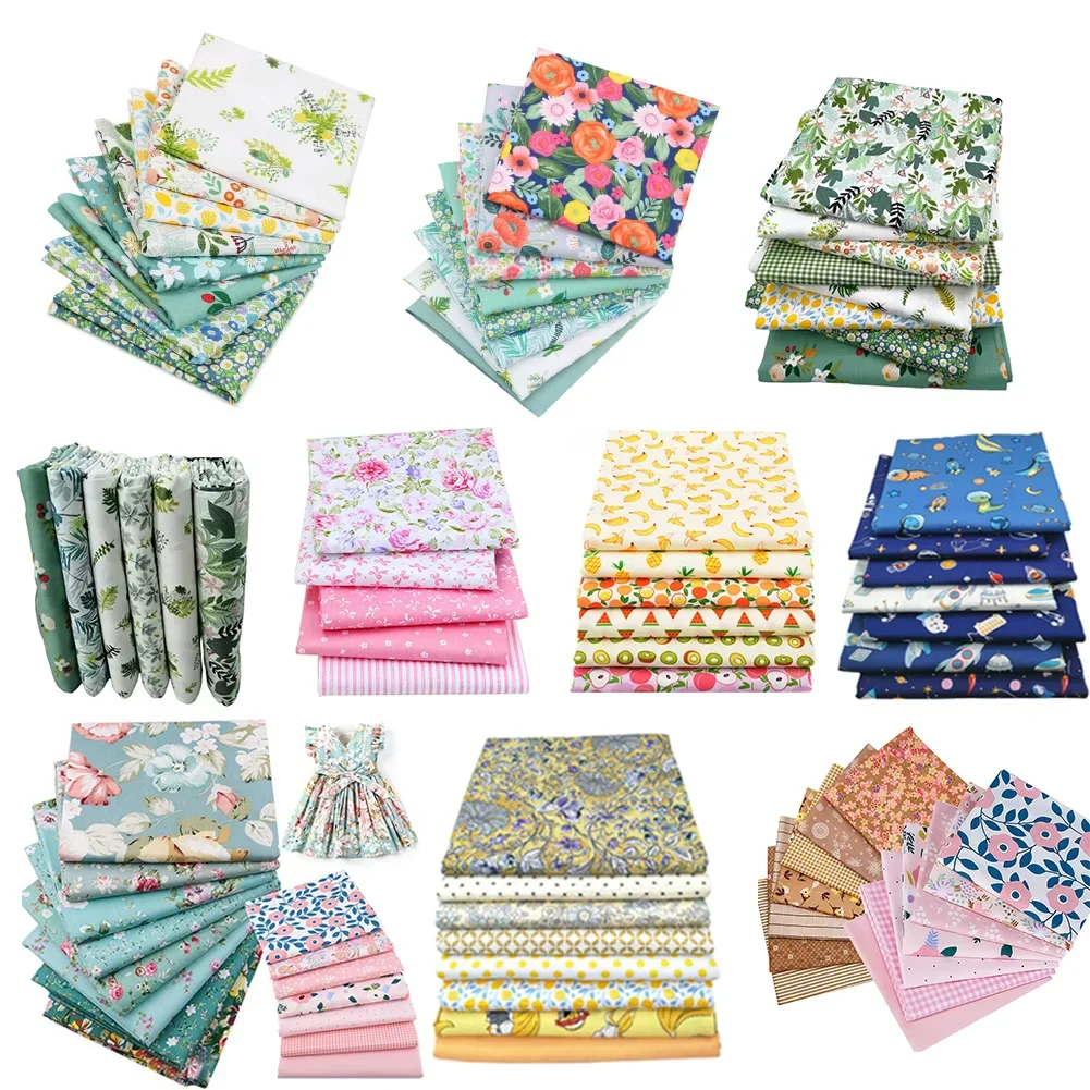 5-8PCS Cotton Fabric Printed Cloth Sewing Quilting Fabrics for Patchwork Needlework DIY Handmade Material 25X20cm Fabric Cotton