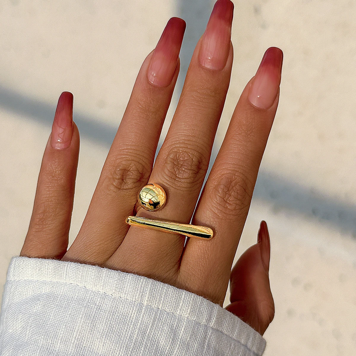 Creative Irregular Geometric Tiny Ball Open Ring for Women Wedding Punk Gold Color Adjustable Finger Ring Couple Accessories New