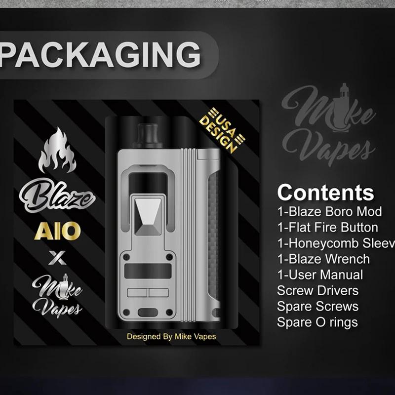 الأصلي ThunderHead Creations Blaze AIO Boro Mod 5-88W شاشة OLED السائل والدليل 510 شرائح ميكانيكية كاملة Vape Mod #6