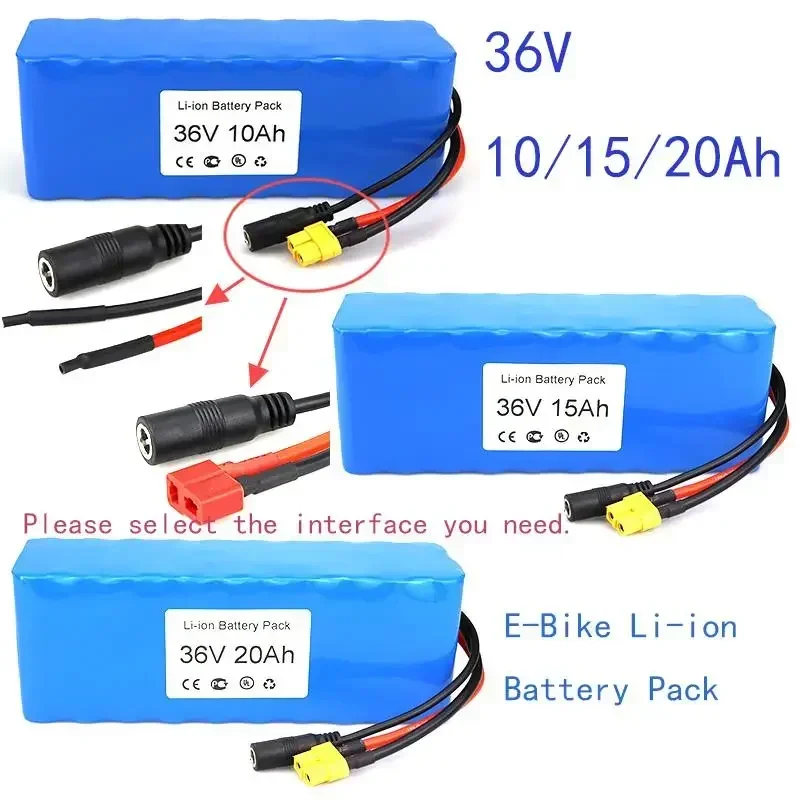 100% Brand new and high quality 36V E-Bike Battery 36V 10Ah 15Ah 20Ah For E-Bike Electric Bicycle T-Plug XT60 Connector And BMS