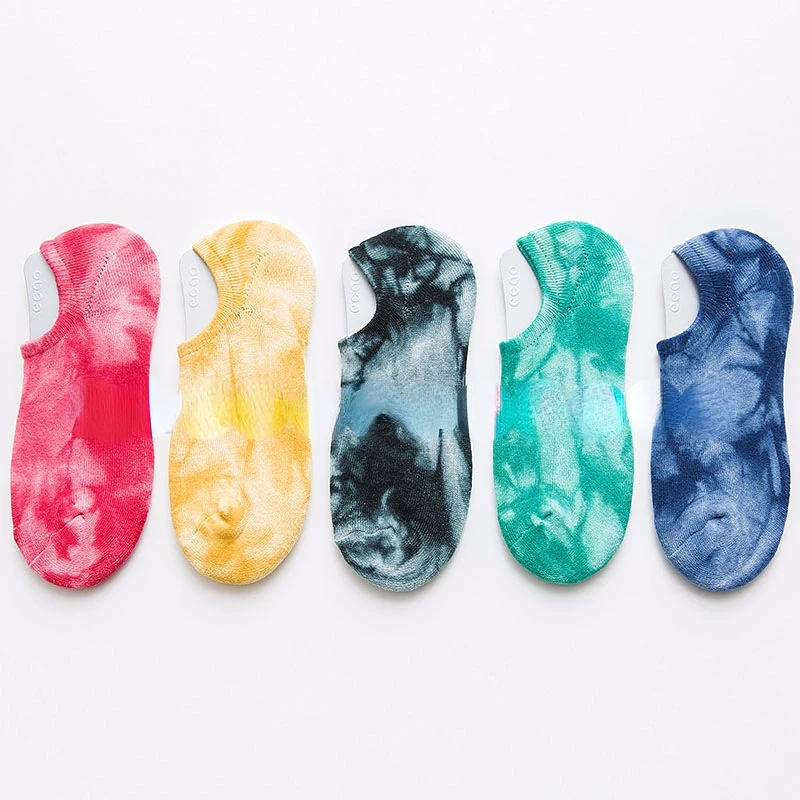 5 Pairs Men & Women Socks Breathable Sports Outdoor Camouflage Socks Solid Color Boat Socks Comfortable Cotton Ankle Socks Blend
