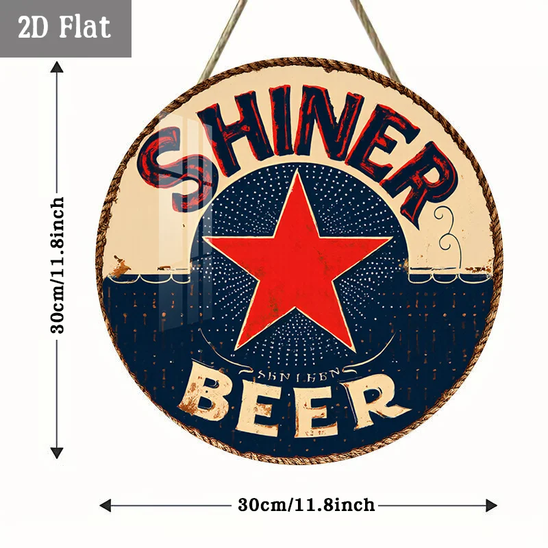2D Flat, 1pc Retro Vintage Americana Round Wooden Wall Decor - Suitable for Home, Garage, Cafe,, Dining Room, Rustic Attic Hangi