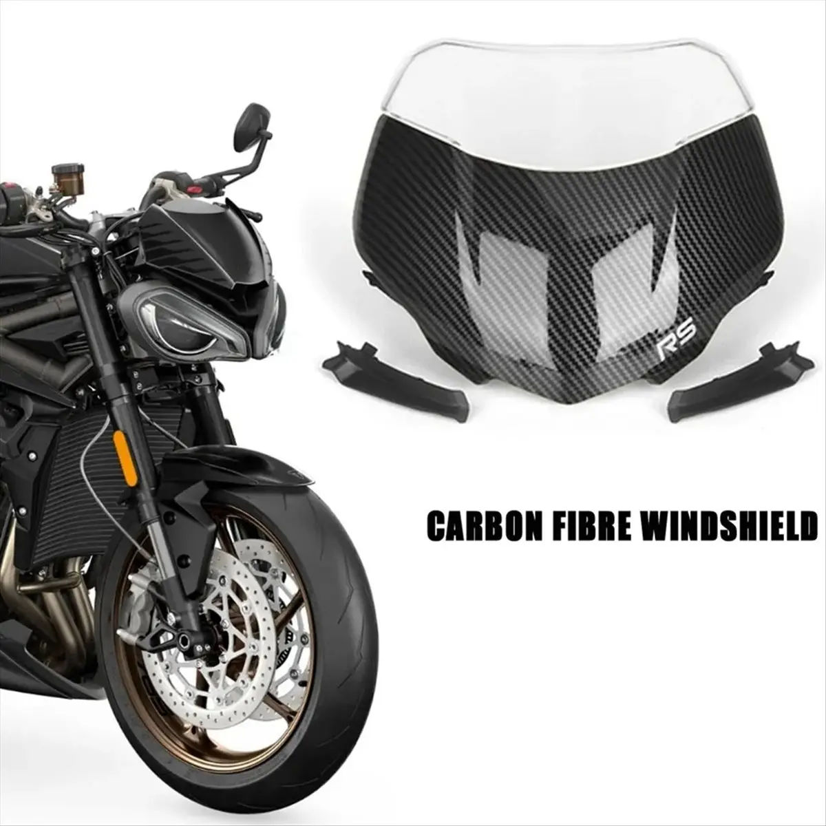 B09A For Street Triple 765RS 765 RS Moto2 2023 2024 Carbon Fiber Style Motorcycle Windshield Sport Screen Deflector
