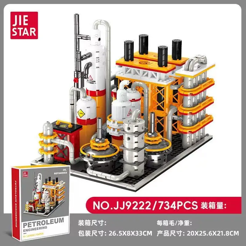 

734PCS DIY Building Kit Petroleum Refinery Model MOC Home Decoration Ornament BDIY Gift for Husband And Dad