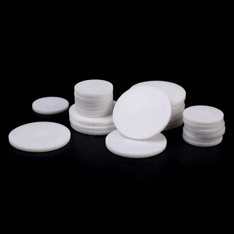 10Pcs Solid PTFE Round Sheet Thick 0.5/1/1.5/2/3/4/5/6mm High Temperature Seal Flat Gasket Plastic Disc Plate Dia 5/8/10/12/15mm