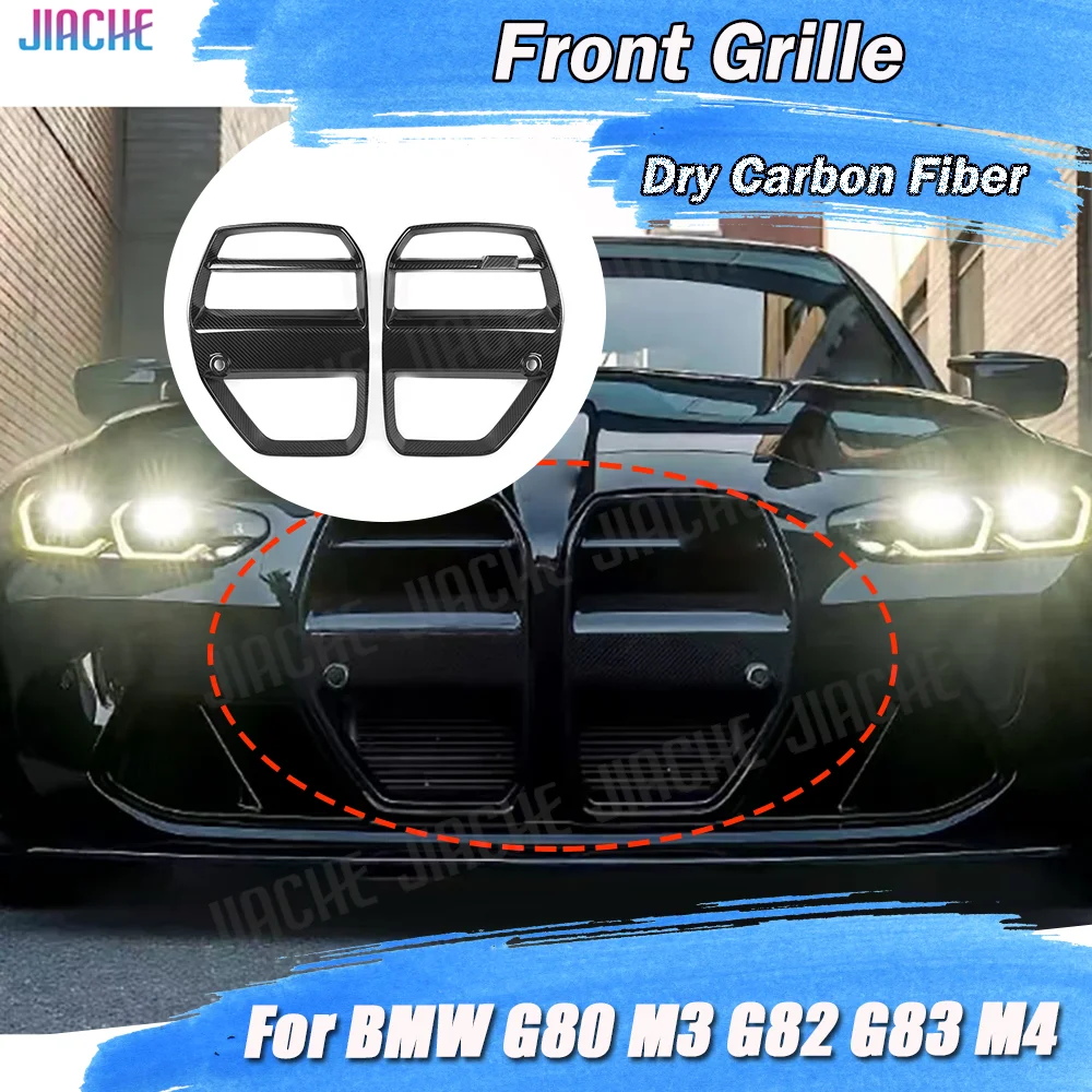 

Dry Carbon Car Front Bumper Kidney Grille Dual Slat Grille Body Kits For BMW G80 M3 G82 G83 M4 2021 + FRP