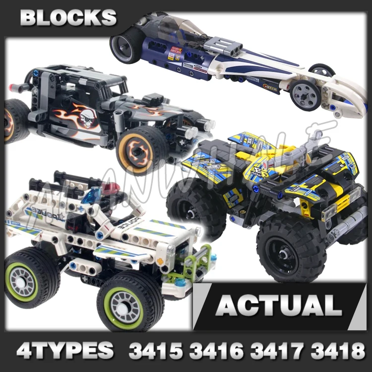 4types Technical Record Breaker Quad Bike Getaway Racer Interceptor Off Roader 3415 Building Block Toys Compatible with Model