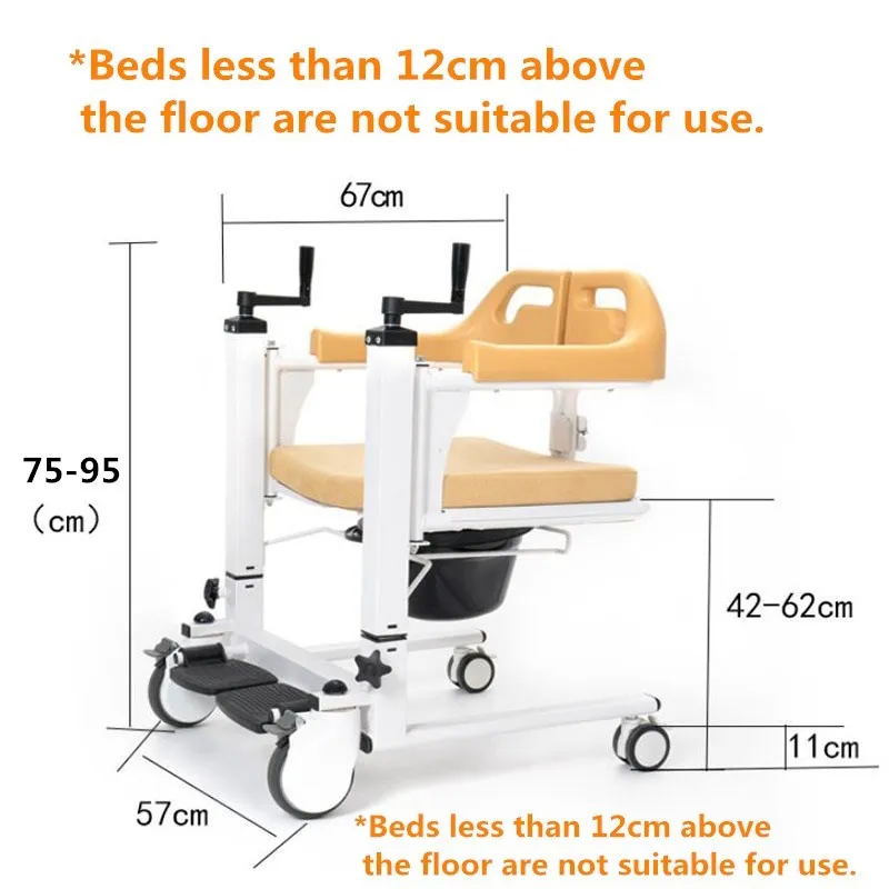 Transfer lift portable patient lifter hoist commode chair for elderly