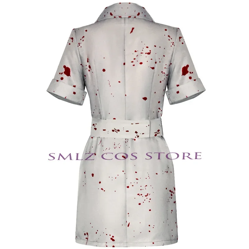 زيومبي ممرضة تأثيري مجموعة موحدة ، أنيمي لعب الأدوار ، الزي الرعب ، تلة صامتة 2 زي ، فستان بقع الدم ، قبعة ، حفلة الهالوين