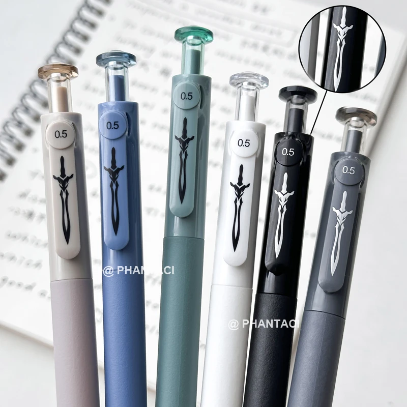 6PCS/Set Sword Series Gel Pen 0.5MM Black Refill Gel Ink Pen For Student Quick Dry Writing Pen Creative Neutral Pen Stationery