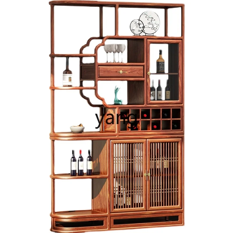 lmm mahogany new Chinese style living room partition cabinet screen solid wood door screen rosewood wine cabinet