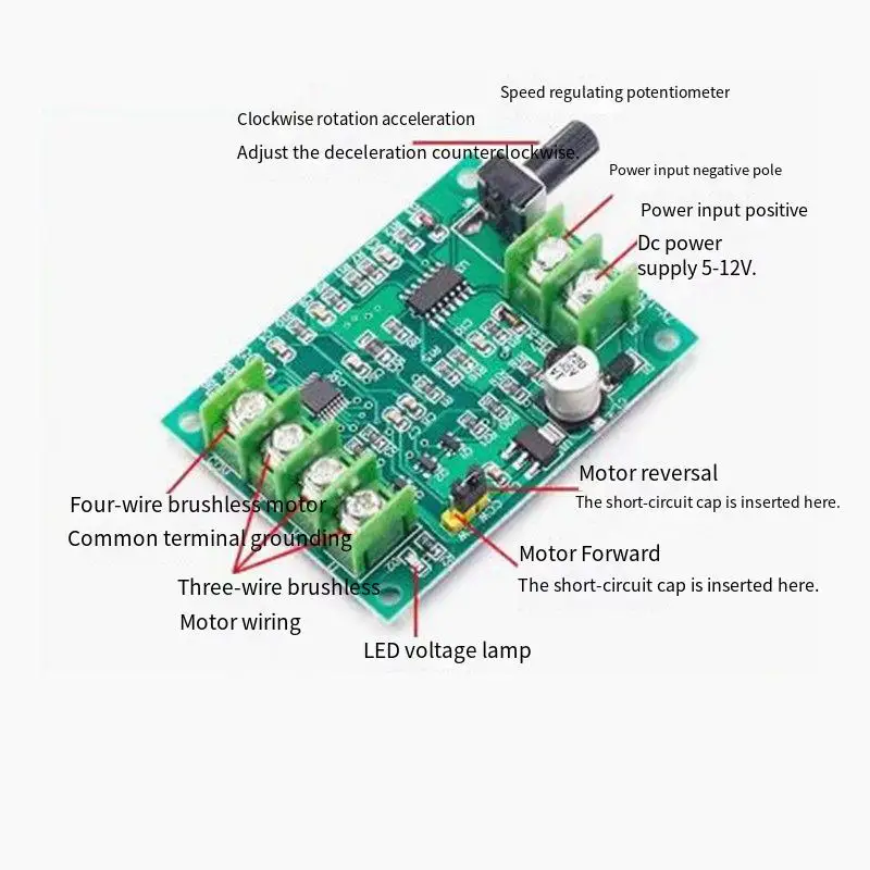 7V 12V Brushless DC Motor Driver Controller Board with Reverse Voltage Over Current Protection for Hard Drive Motor 3/4 Wire