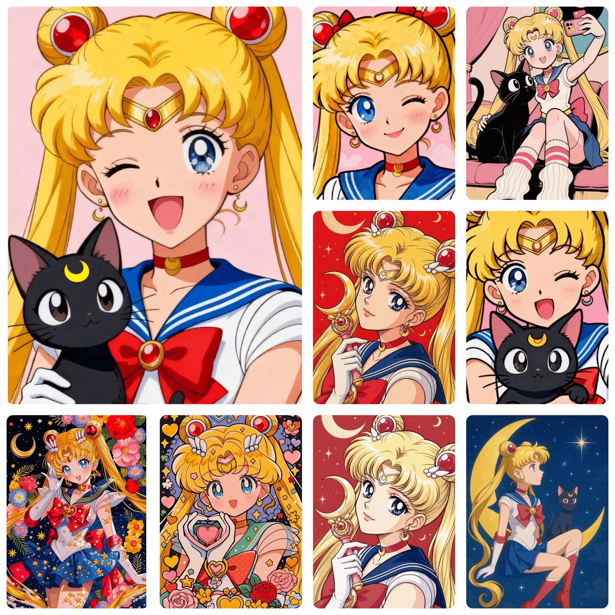 DIY Sailor Moon Classic Anime Character Luna Cat Cartoon Art Diamond Painting Mosaic Handmade Art Exquisite Home Decoration