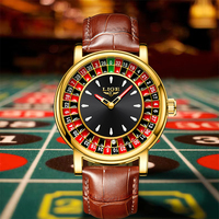LIGE Creative Unique Dial Design Quartz Man Watch Leather Strap Fashion Luxury Waterproof Luminous Roulette Game Watches for Men