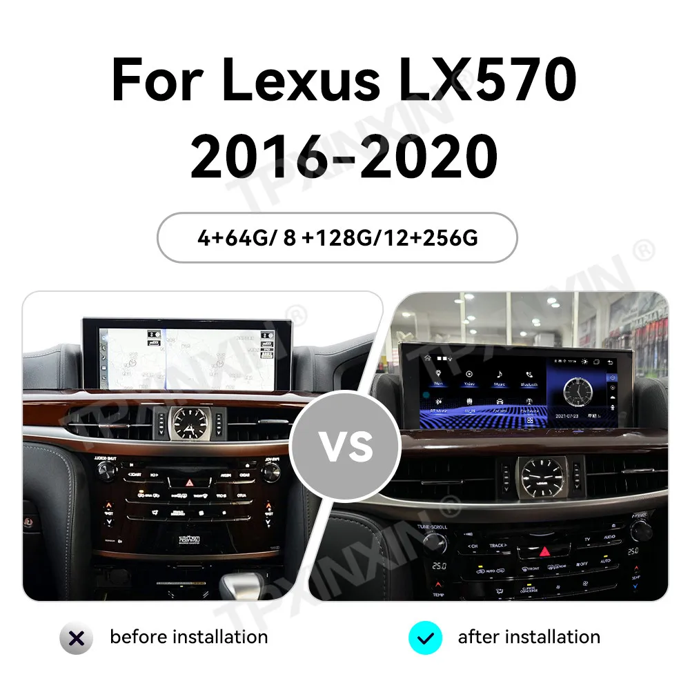 

Автомобильный радиоприемник Qualcomm 12,3, 668 дюйма, для Lexus LX570 2016-2020, мультимедийный видеоплеер, GPS-навигация, Carplay Unit, Android 13 Screen