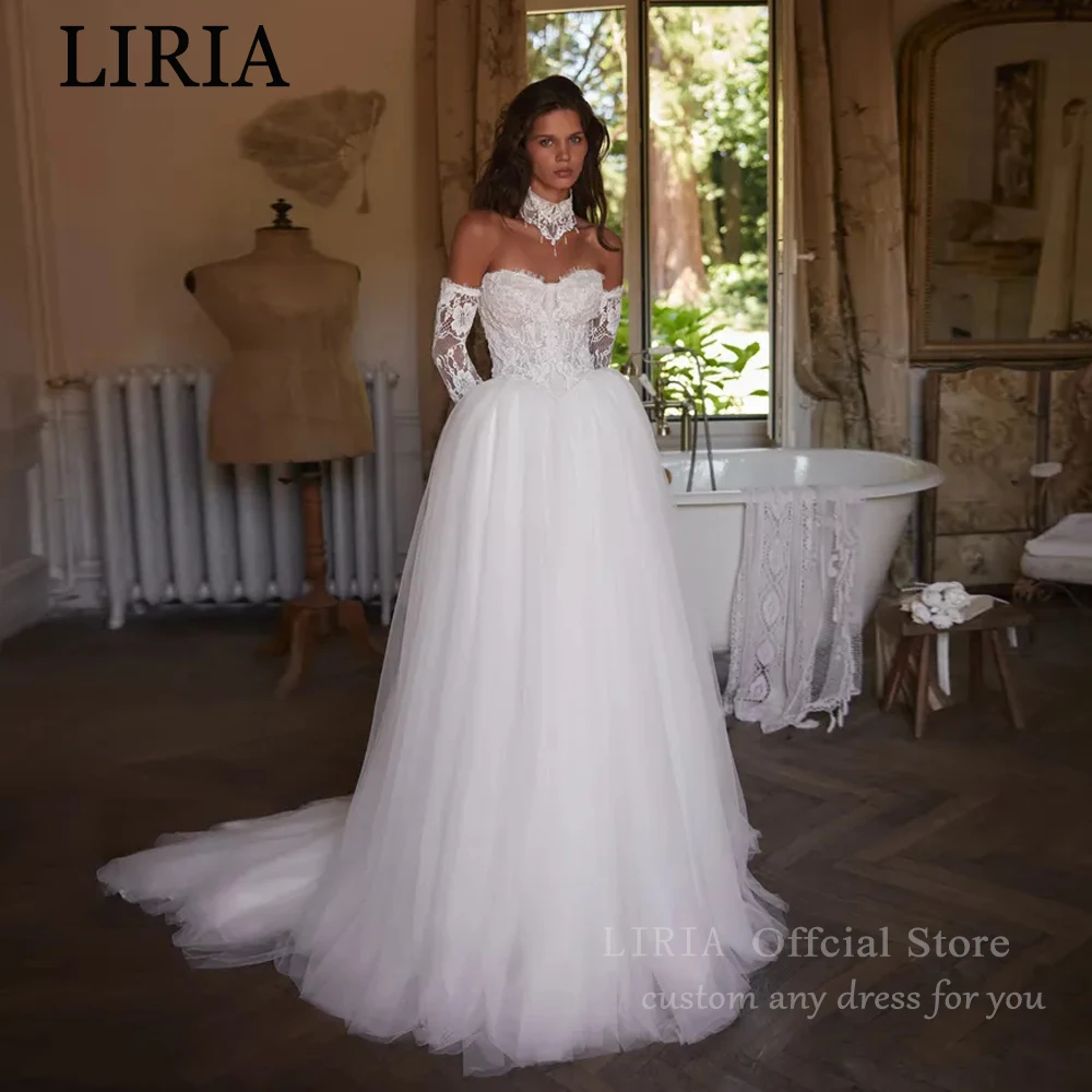 LIRIA Sleeveless Satin A-Line Wedding Dress for Women 2026 Square Collar Princess Customized Bride Party Gown Vestido De Novia