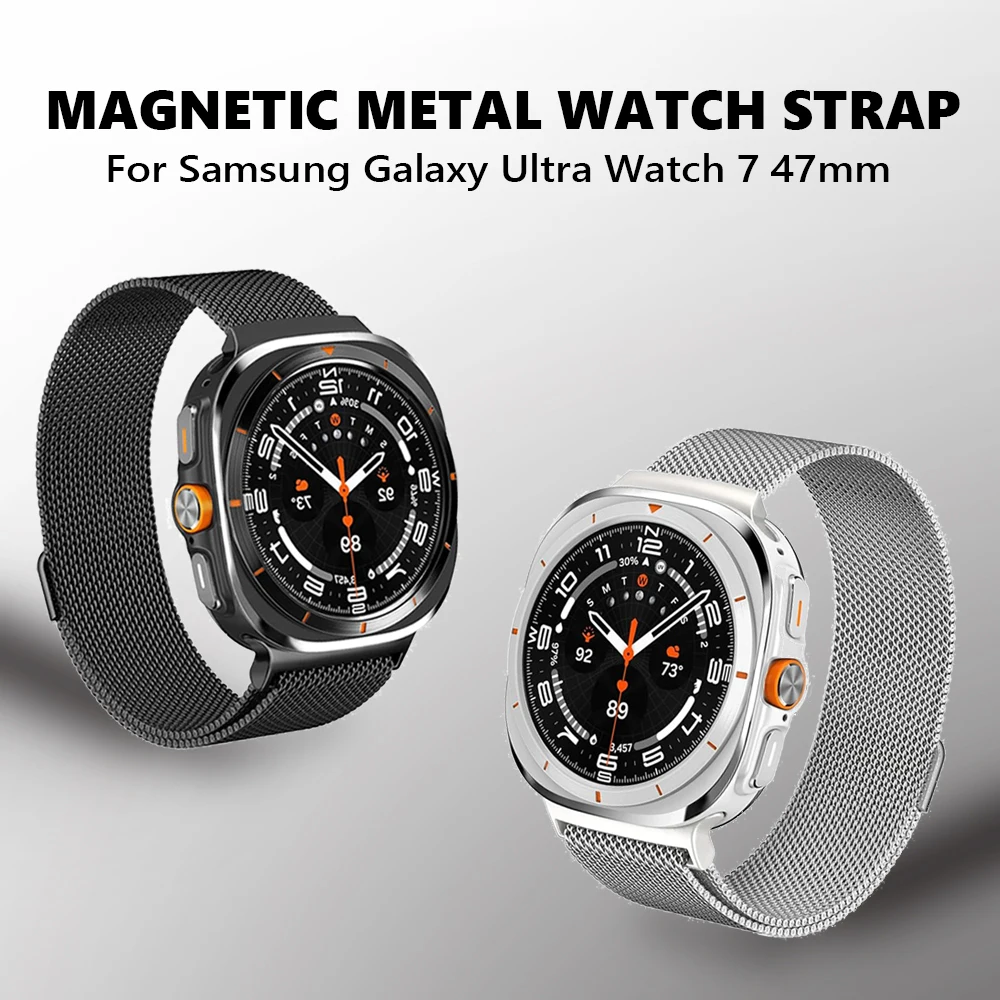 Edelstahlarmband für Samsung Galaxy Watch Ultra 2025 47mm, magnetische Armbänder ohne Lücken für GALAXY Ultra 2024 47MM, Metallarmband