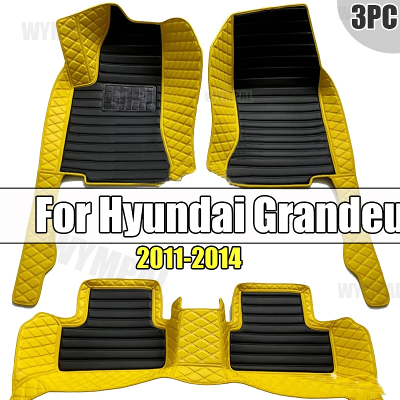 Custom Automotive Car Floor Mats For Hyundai Grandeur 2011 2012 2013 2014 Auto Luxury Leather Men Women Car Mats Full Coverage