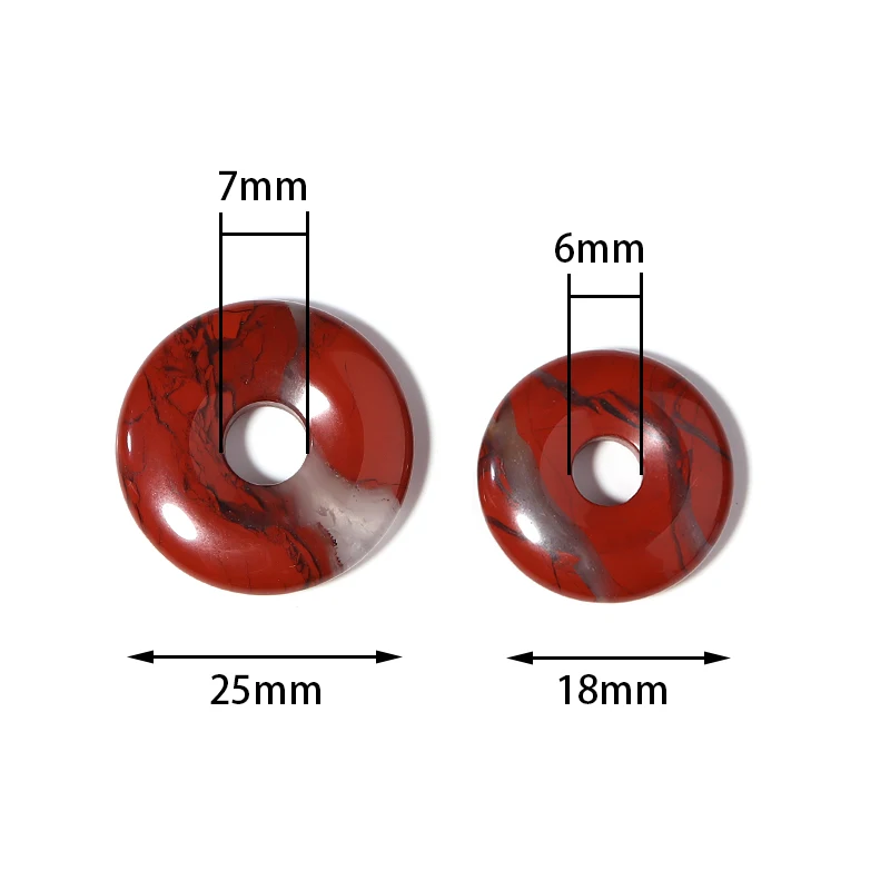 2PCS 18mm 25mm Big Hole Natural Stone Beads  Gogo Donut Necklace Pendant Charms For DIY Earring Jeweley Making Materials Supply