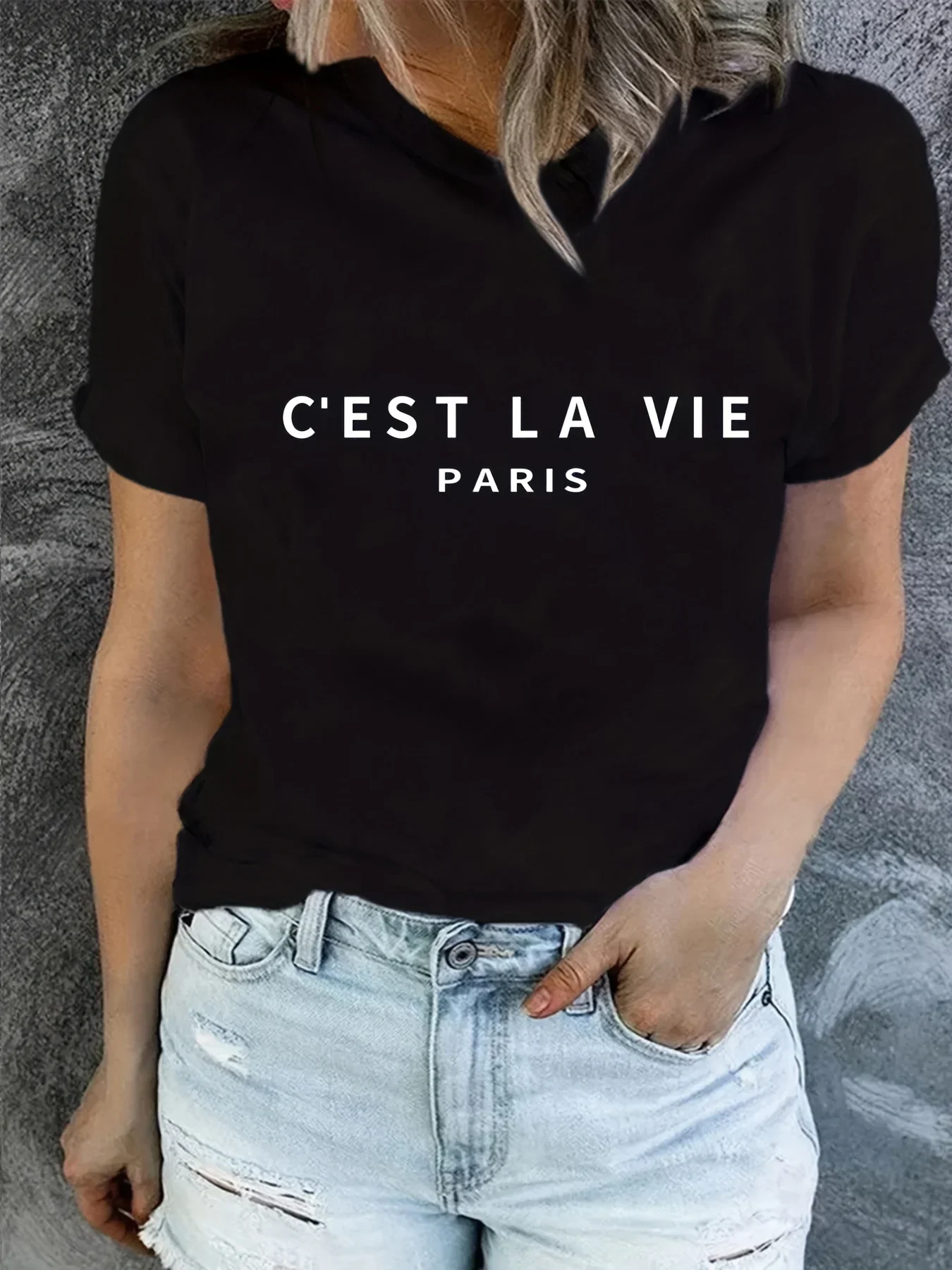 

Paris Print Crew Neck T-shirt Casual Short Sleeve T-shirt For Spring Summer Women's Clothing harajuku t shirt women tops t shirt