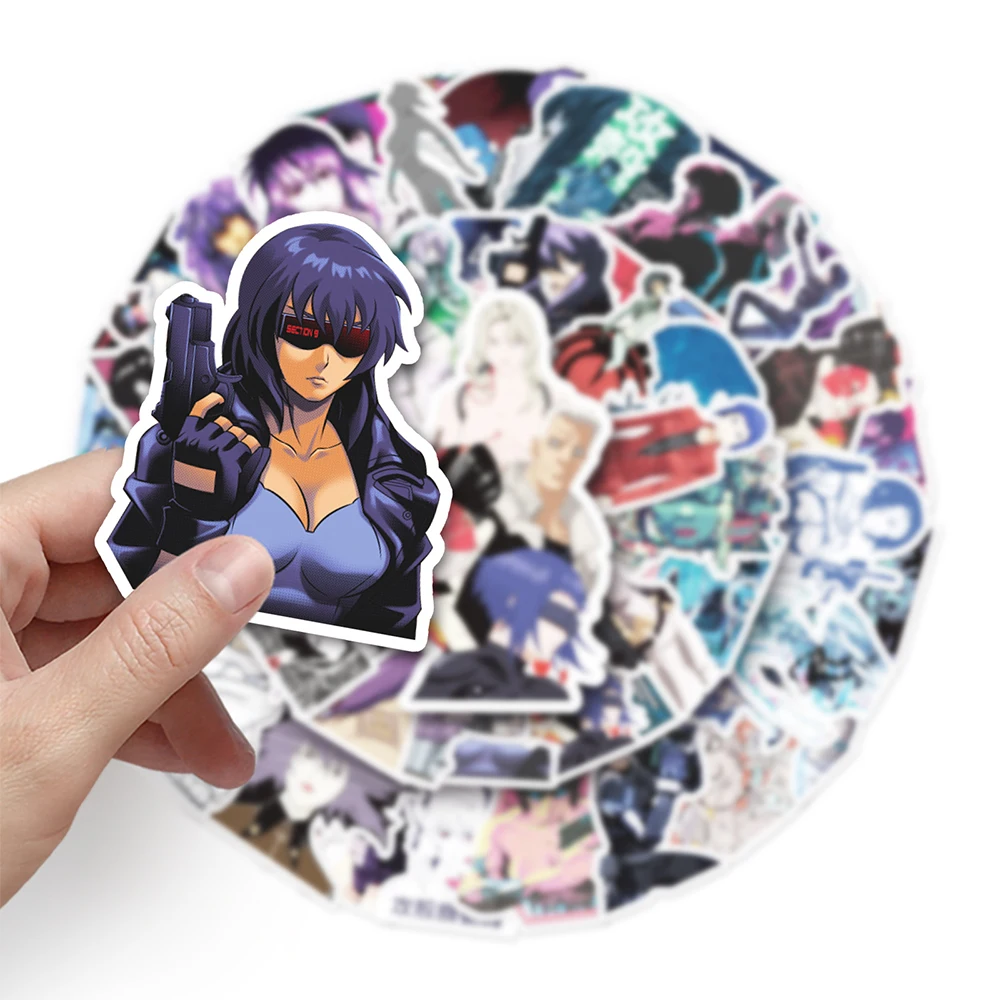 10/30/51 buah stiker Anime hantu di cangkang stiker kartun Kusanagi Motoko sepeda motor Laptop ponsel klasik keren stiker Manga