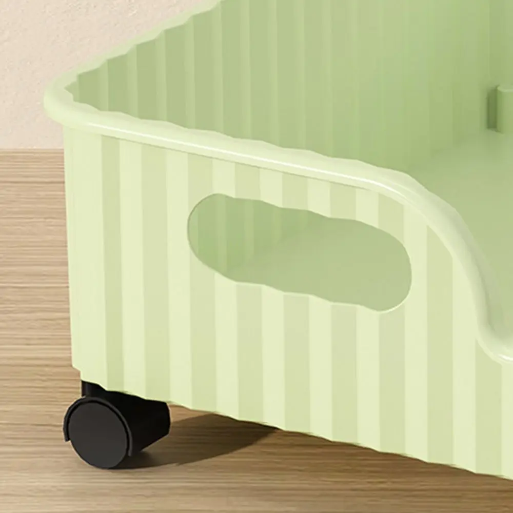 Plastic Movable Book Storage Box with Pulley Thickened Desktop Organizer Detachable Large Capacity Toy Storage Box Office