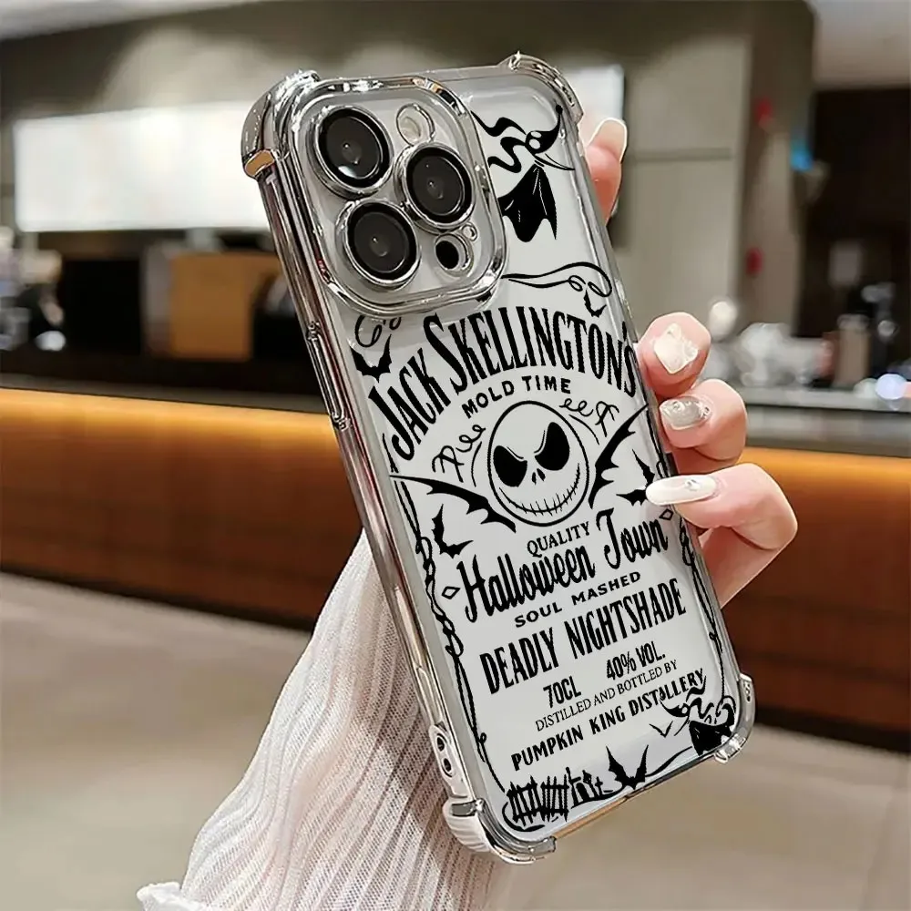 Funda de Teléfono con Diseño de Anime Jack Skellington y Sally, para iPhone 17, 17e, 16e, 16, 15, 14, 13, 12, 11 Pro Max, XR, Air Plus, Anti-Caídas, con Airbag