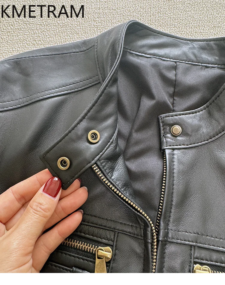 100 % Oberschicht-Schaffelljacke für Damen, kurze schwarze Echtlederjacken, Biker-Oberbekleidung, Herbstkleidung, 2025 Damen, Naturaб Nadal Nadal