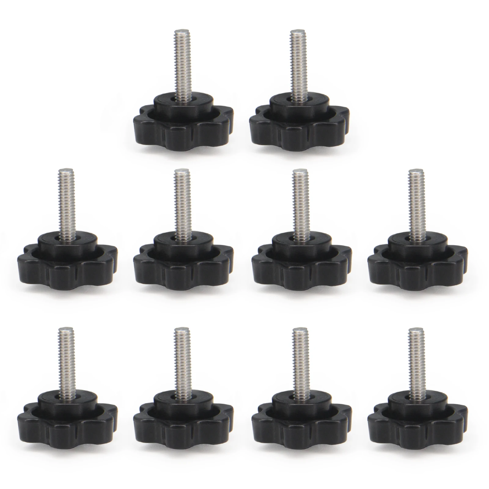 Befenybay 10pcs M4 x 16mm Thumb Screw Stainless Steel Metric Thread Black Plastic Star Knob