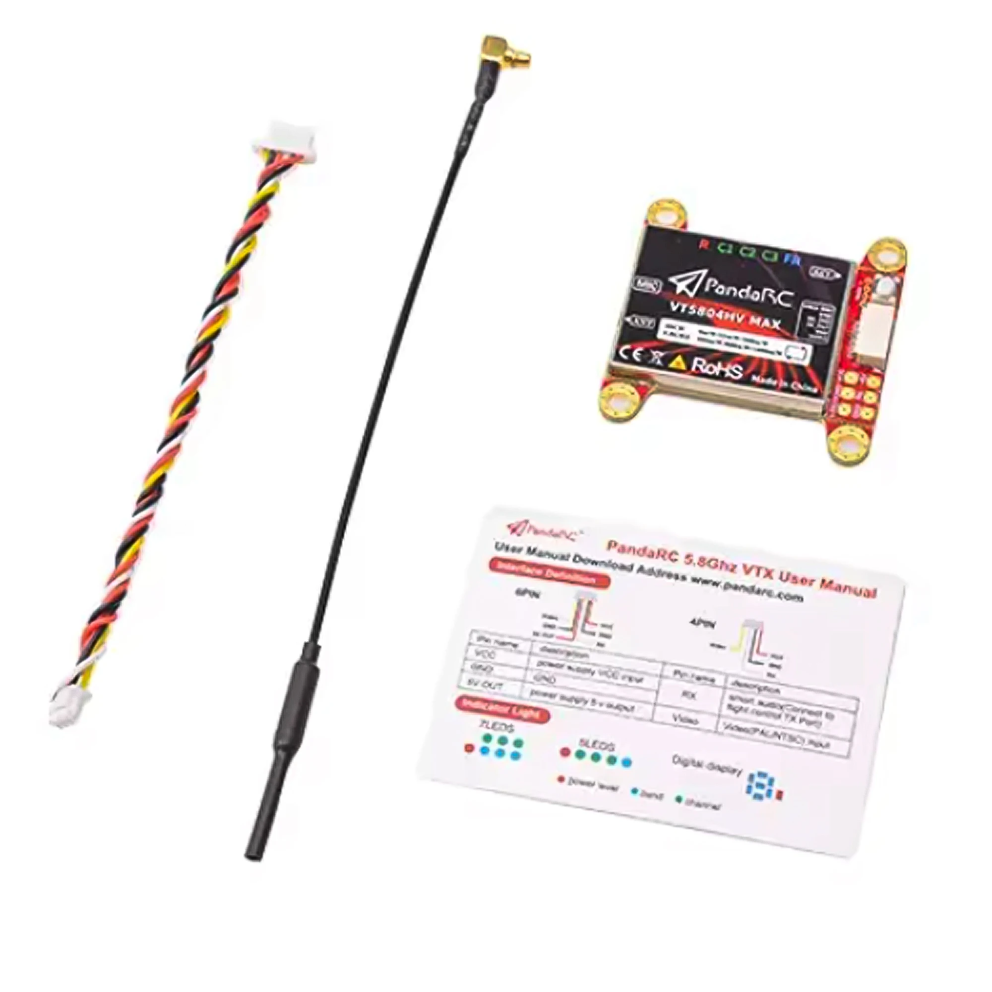 PandaRC VT5804HV MAX 5.8G 40CH 1000mW VTX Built-in Mic 6-36V 30X30mm for RC Airplane FPV Long Range Drones